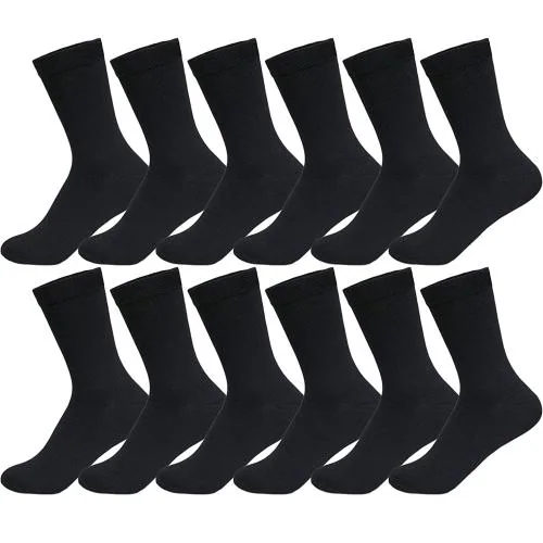 Cotson Men Pure Cotton And Smell Free Sweat Absorbent Formal Socks Pack of 12 -(Black)