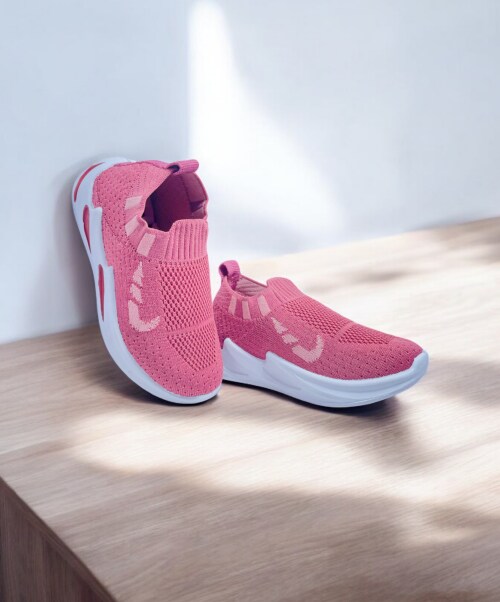 Fabbmate Light Weight Slip on Sneakers for Boys & Girls Kids Sports shoes Pack of 1 Peach