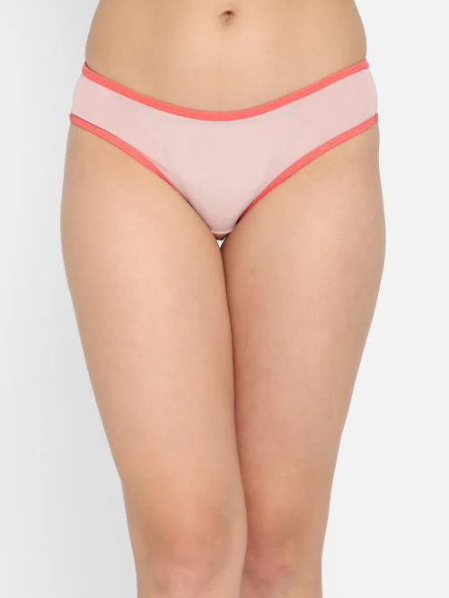 Clovia Low Waist Semi-Sheer Bikini Panty in Baby Pink