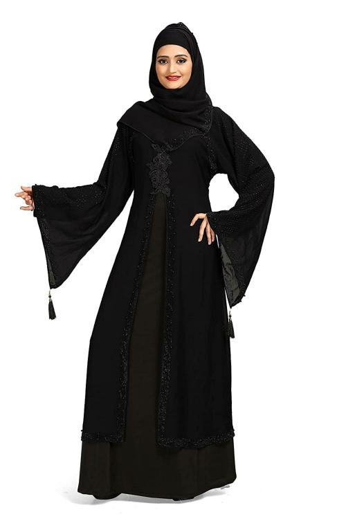 KHADIJA FASHION Women Black Nida Abaya with Hijab (XXL)