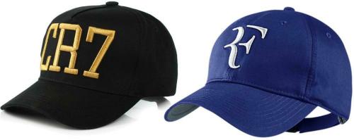 Babji Men CR7 Black and RF Blue Baseball Cap (Pack of 2)