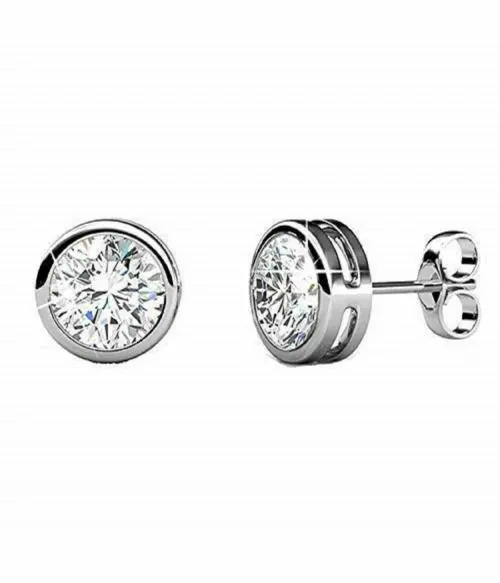 Flaunt Basket White Sterling Silver Unisex Stud Earring