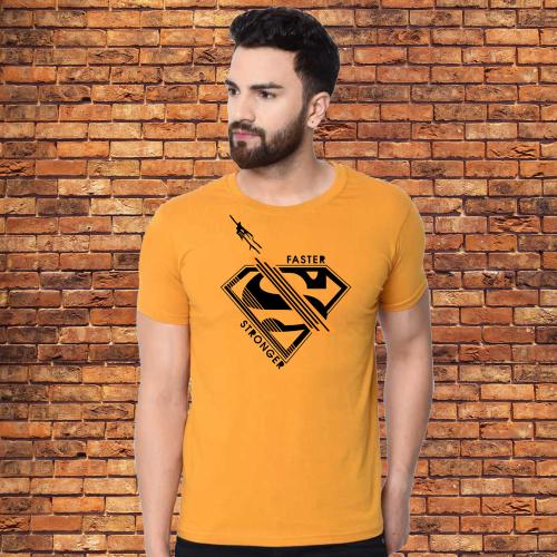 Tee Town Superman Cotton Round Neck Tshirt for mens Mustard| T shirt for men | Tshirt | Tshirt Men |