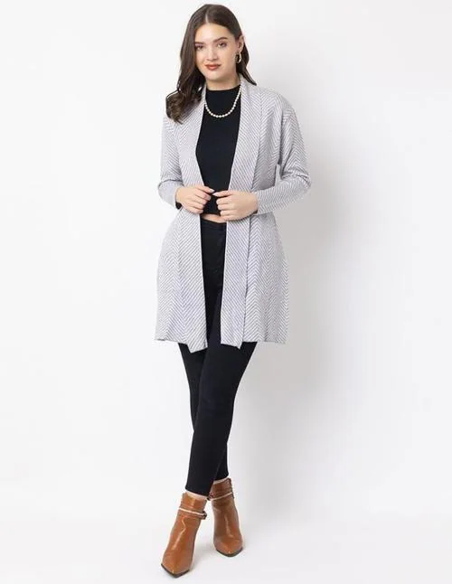 Fit Knit HIGHLY STRETCAHBLE STRIPED WOOLEN SHRUG