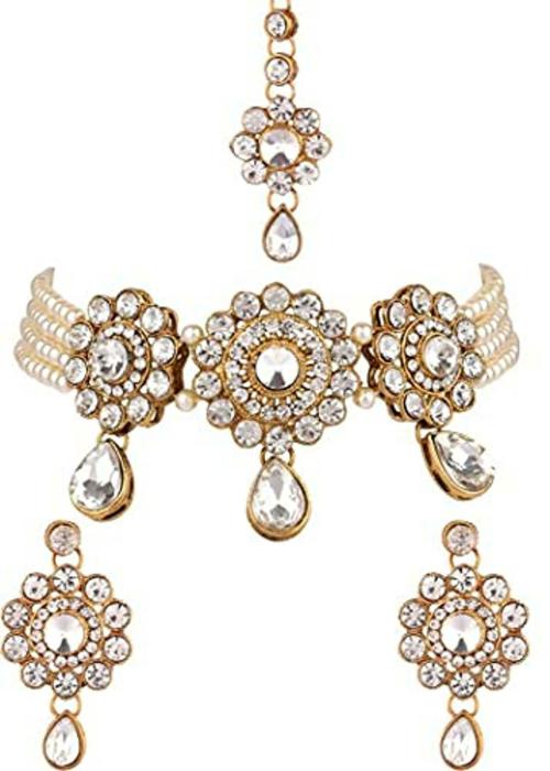 Buy JewelShadi Zinc Jewellery Set (White) Online at Best Prices in