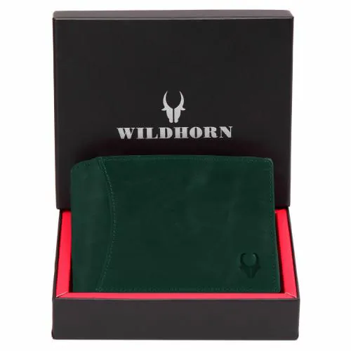 WildHorn Leather Wallet for Men I Top Grain Leather I RFID Protected I 11 Card Slots I 2 Transparent ID Windows I 1 Zipper Compartment