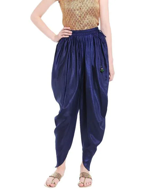 Fusion Beats Navy Dhoti Pants With Tie Up At Waist