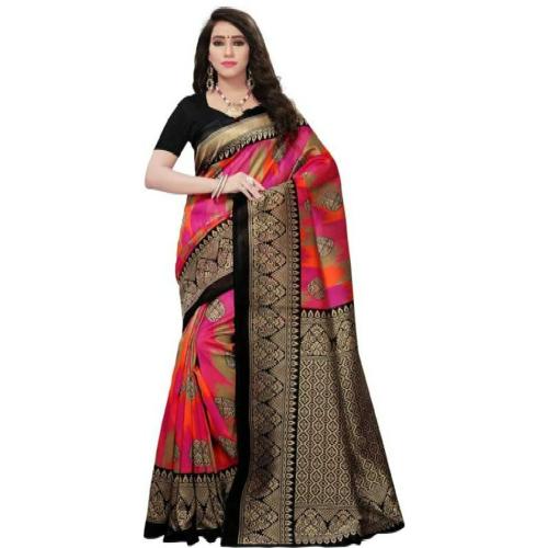 Grubstaker Women's Mysore Silk Multicolor Printed Saree With Blouse Piece (GULLY-BOY)