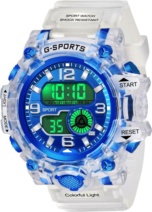 YOUTH CLUB Blue Dial White Strap Digital Watch for Boys (GSP-01BLU)