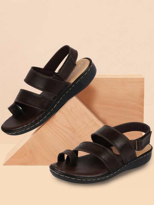 FAUSTO Men Brown Formal Toe Ring Dress Sandals (9 UK)