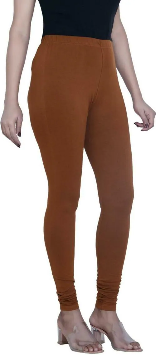 Buy CO COLORS Women Brown Solid Cotton Lycra Blend Legging - XXL