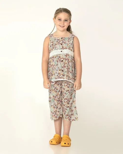 Cherry Crumble by Nitt Hyman Girls Multicolor Floral Pure Cotton NightSuit