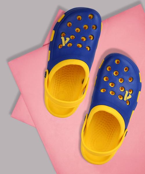 Aqualite Mens Royal Blue, Yellow Clogs