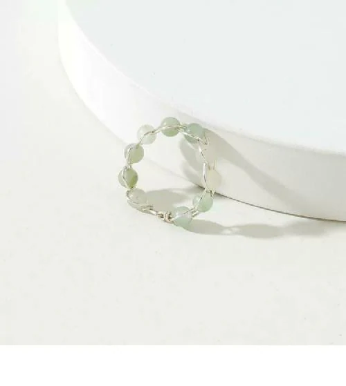 Living inside Out Crystal bead Rings white