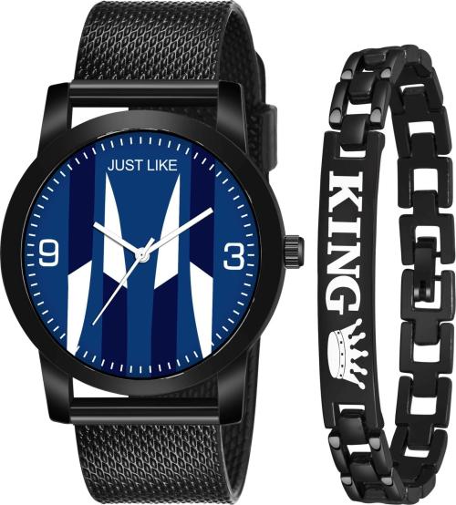 Buy Just Like Analog Stylish Rubbers Strap Watch And King Bracelet