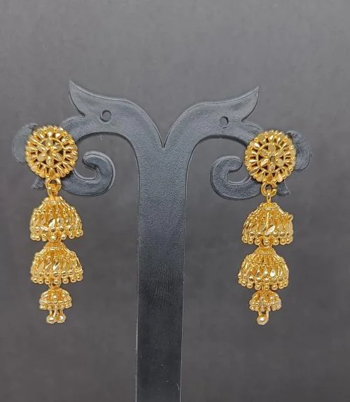 MANVEER ENTERPRISE 1 Gram Gold Earrings German Silver Tops Top Earring Jhumki Jhumkas Jumka Studs