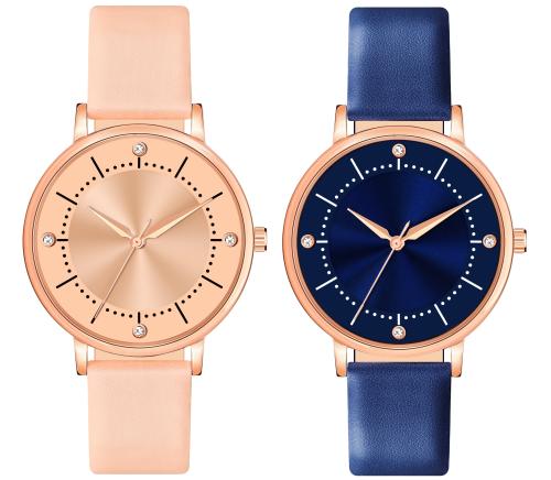 Zabby Allen Peach and Blue Leather Belt 512-515 Combo Analog Women Watch For Girls