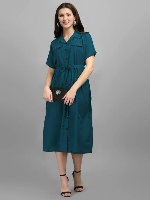 Gufrina Women Dark Green Solid Viscose Dress