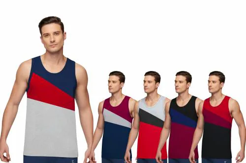 DRAKO MEN'S CUT GYM VEST-100% COTTON -5PCS PACK -XL
