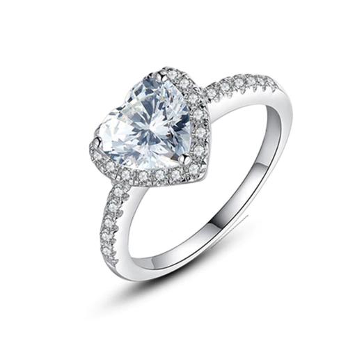 Fashion Frill Valentine Gift Couple Ring Stainless Steel King Queen Silver & Gold Ring For Women Girls(Crystal Heart)