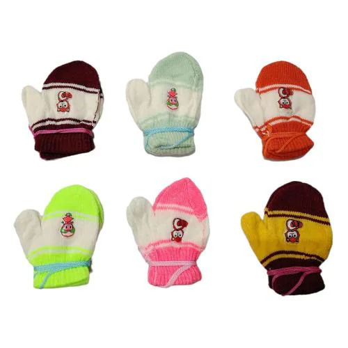 IGNOTO (Pack of 6)(9-12 Months) Baby Gloves Winter Warm Lovely Knitted Gloves Kid Mittens Mutthi (Multicolour)