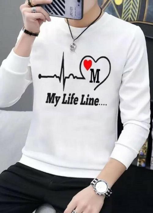 Gpgx Men White Printed Cotton Blend Full Sleeve Round Neck T-Shirt (Xl)