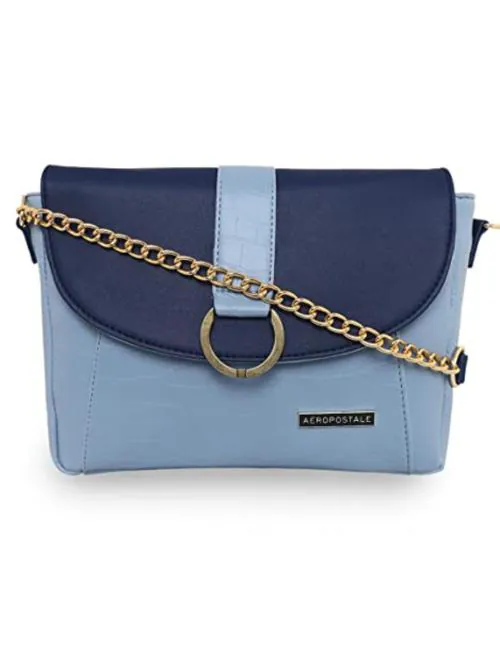 Aeropostale Blue Vegan Leather Sling Bag