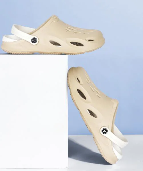Aqualite Beige & Cream Clogs For Men
