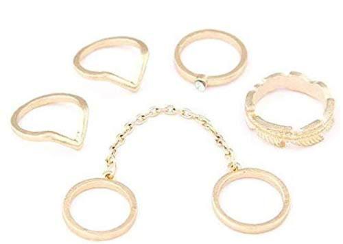 Reffles Gold Plated Brass Mid Finger Ring For Women Small Size For pack of 6