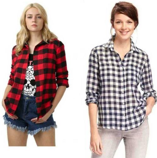 OOTPTAANG Women Multicolour Checkered Cotton Blend Casual Shirt - XL (Pack of 2)