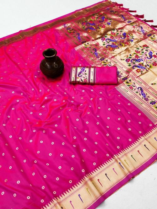 VARNI FABRICS: A Lady's First Love Soft Pethani silk weawing Work Pink Color saree
