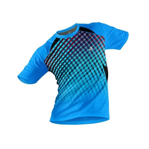 JJ TEES Polyester Half Sleeve Jersey with Round Collar and Digital Print All Over for Men (Color: Blue, Black and Red)