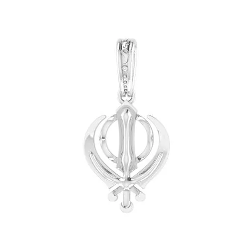 Akshat Sapphire Pure Silver Sikh Khanda Symbol Pendant Suitable For Men and Women
