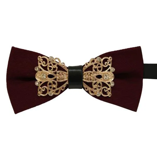 Leonardi Men Wine Polyester Designer Bow Tie