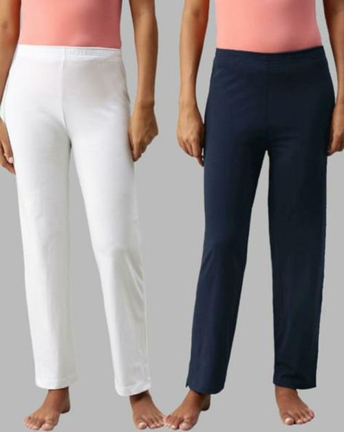 NOTYET BY US Women White,Navy Solid Pyjamas (28)