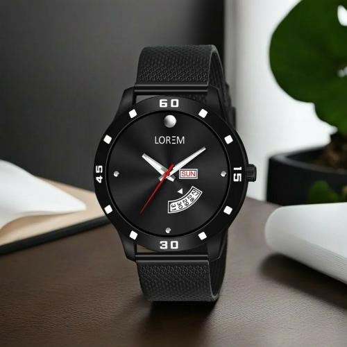 LOREM Black Classic Analog Watch For Men LR73