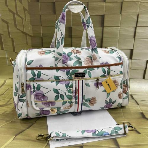 Catchy Purple Flower PRINTED LEATHER DUFFEL BAG Ideal For Travelling & Gym Bag For Women