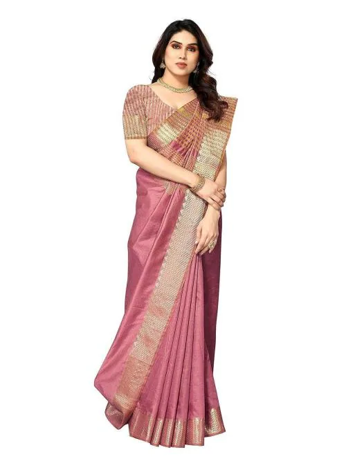 Sidhidata Women's Assam Silk Saree With Unstitched Blouse Piecee (Assam Silk) Onion