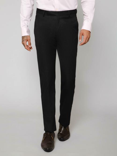 Cantabil Men Black Solid Formal Trousers