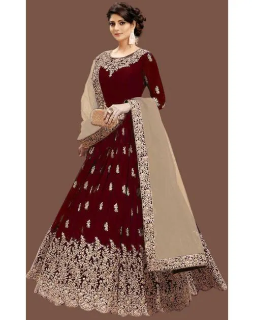 Kedar Fab Women Embroidery Silk Blend Anarkali Gown With Dupatta