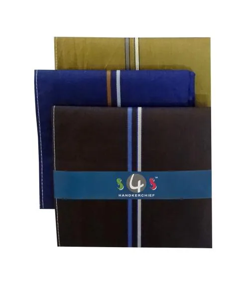 S4S 100 Cotton Essential Handkerchiefs Hanky For Men, Dark Colour