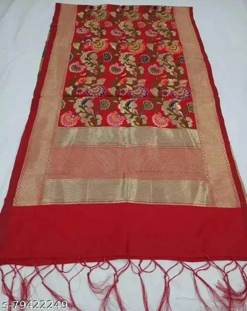 SIDHANT CREATIONS BLACK BAHUBALI BANARASI DUPATTA (RED)