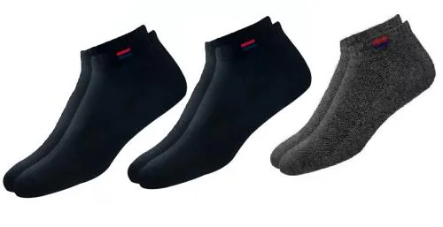Gymox Men's and Women's Ankle Length Low Cut Socks 100% Cotton Pack of 3 Multicolor