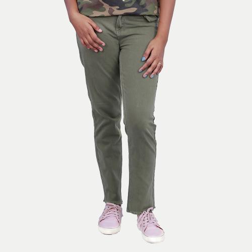 Rad Prix Women Green Denim Pants