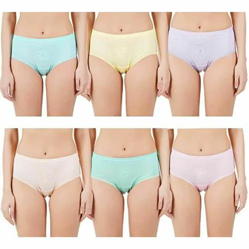 YELLOWDELIGHT Girls Multicolor Pure Cotton Pack Of 6 Panty
