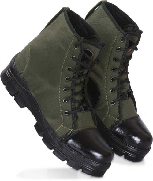 FONICY LACE-UP COMBAT ARMY/POLICE CANVAS BOOTS FOR MEN (Green)