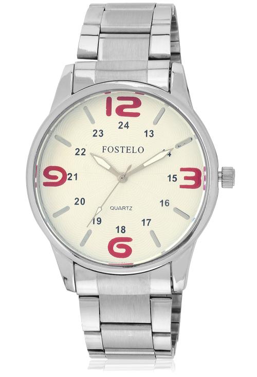 FOSTELO WHITE MEN'S WRIST WATCH FST-303