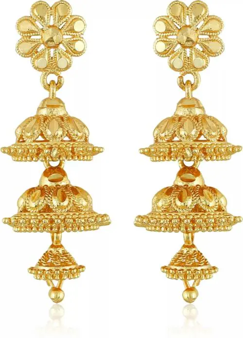 MANVEER ENTERPRISE 1 Gram Gold Earrings German Silver Tops Top Earring Jhumki Jhumkas Jumka Studs