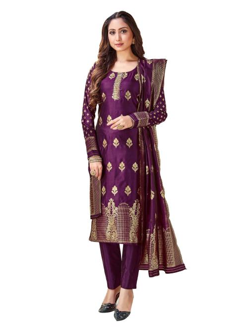 TIRA Banarasi Art Silk Purple Color Woven SalwarSuit Dress Material dress fabic|Dress Material||suit dress|suit fabric|kapda|dress kakapda