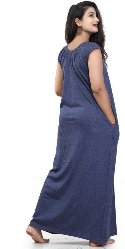 AFORU Night wear Women nighty Blue Pure cotton